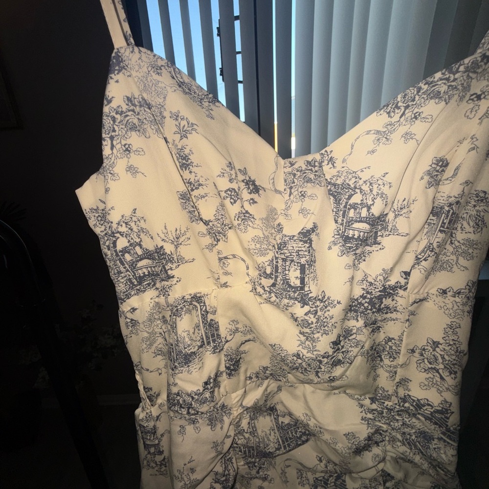 Elegant Blue and White Toile Dress